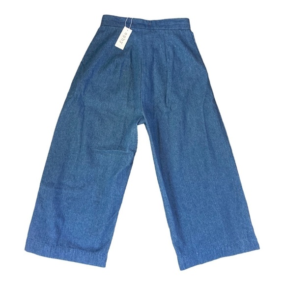 ESBY High Rise Wide leg Crop Denim Trouser Pants NWT - Picture 3 of 9